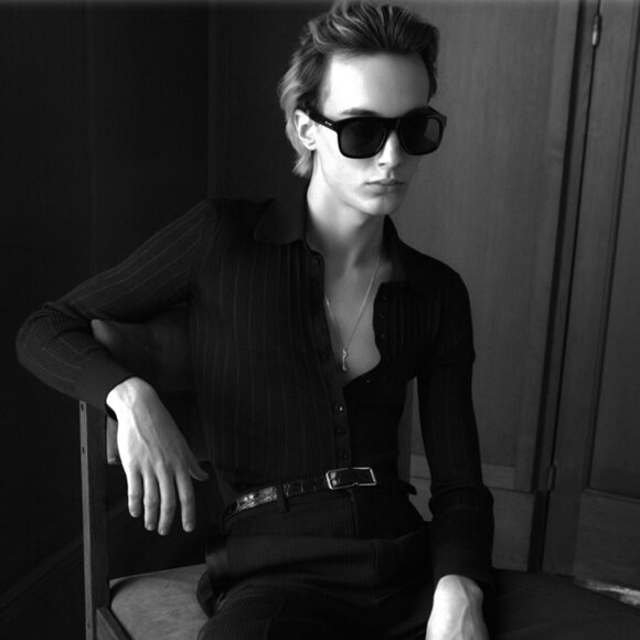 Saint Laurent SL558 003 Square Sunglasses - Black/Transparent Black - Picture 6 of 12